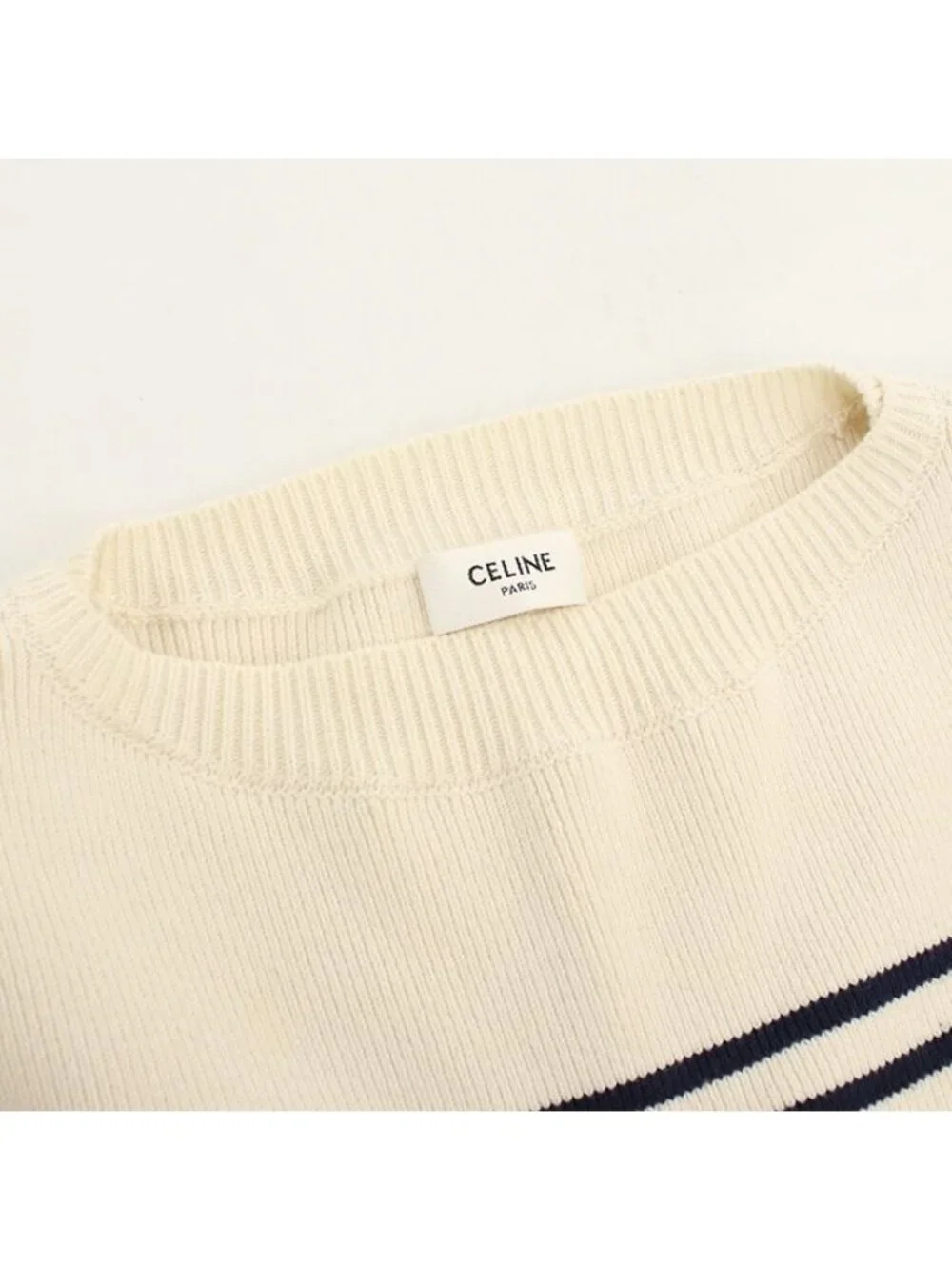 Celine Beau Dark Lopped Sweater Logo Patch Knit
